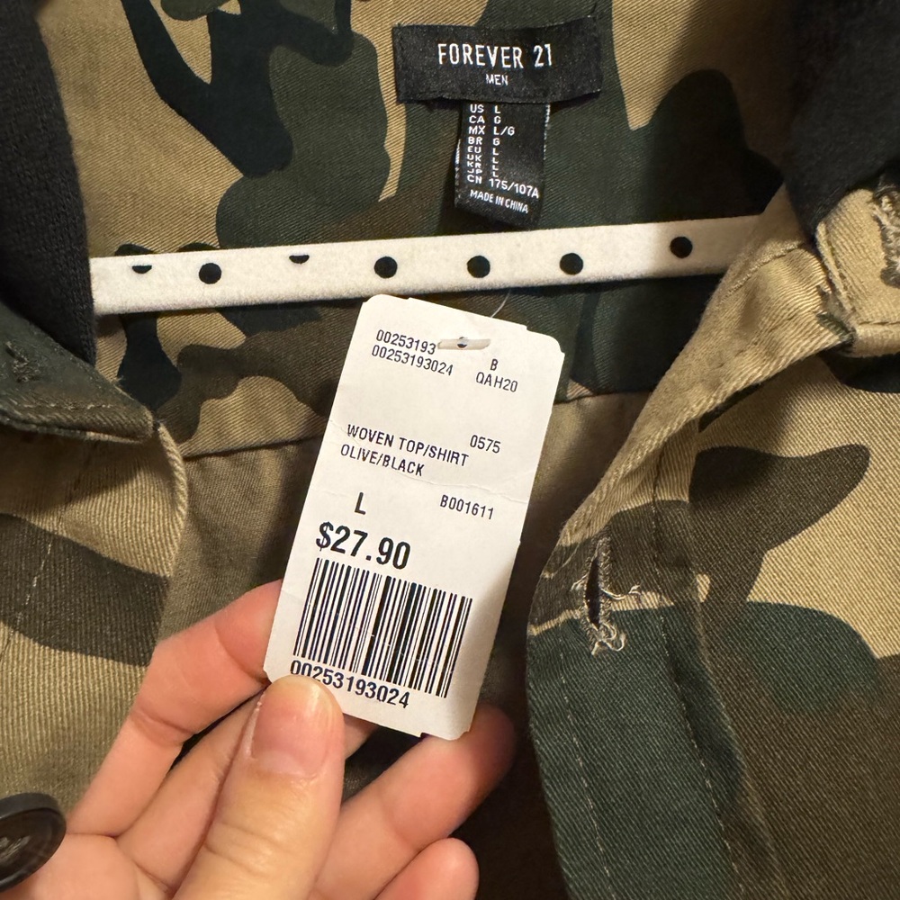 Forever 21 Men Camo Button Up Jacket Size Large - Picture 5 of 5